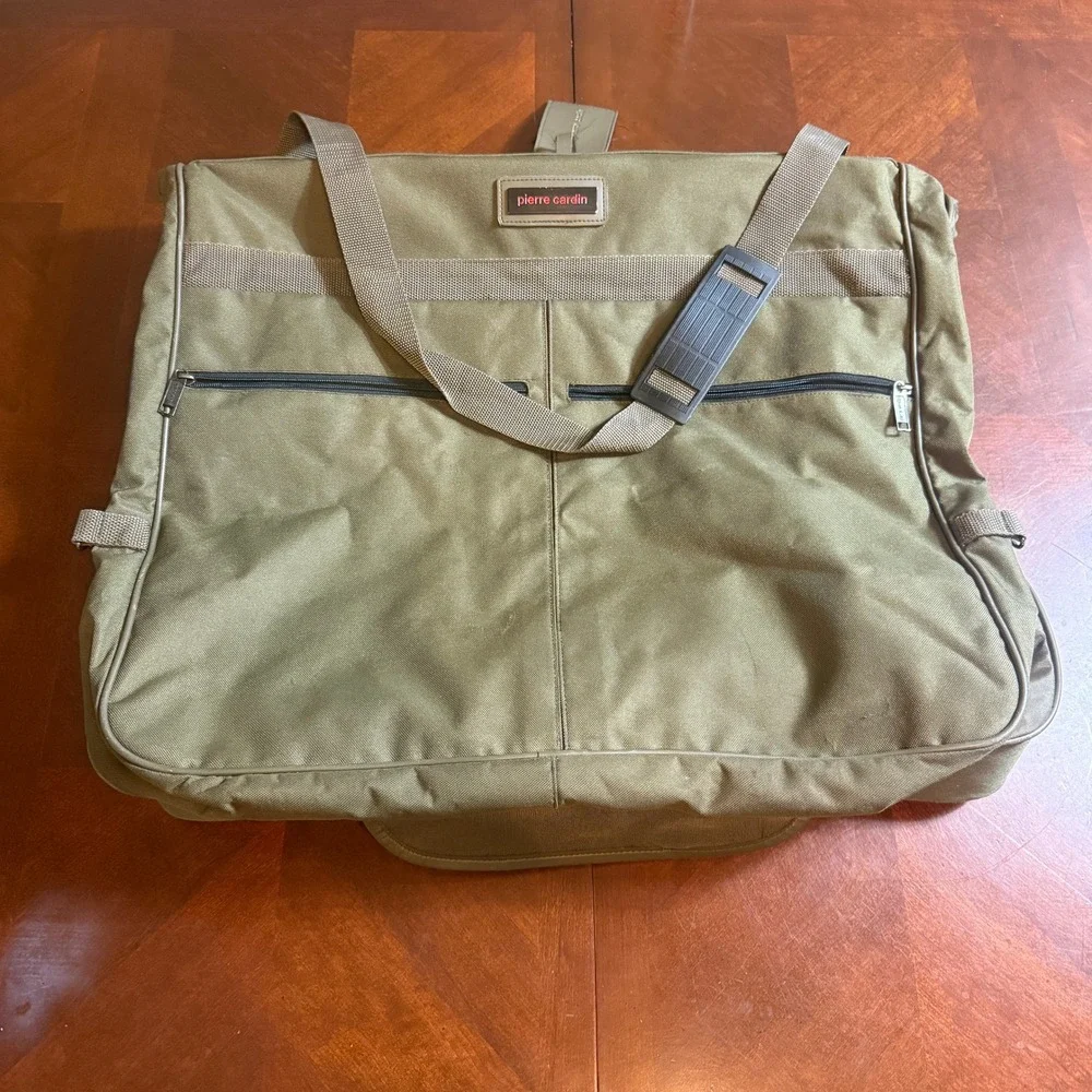 Pierre Cardin vtg Olive Green Nylon Garment Bag Travel Suit Carrier H Rosenfeld‎